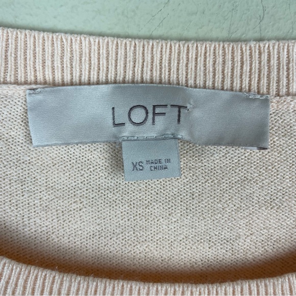 LOFT 100% Cotton Toucan Bird Novelty Print Crew Neck Sweater Light Coral Sz XS - Picture 5 of 9